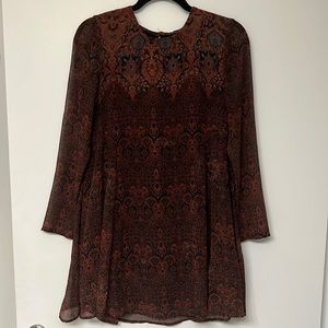 Long Sleeve Patterned Mini Dress